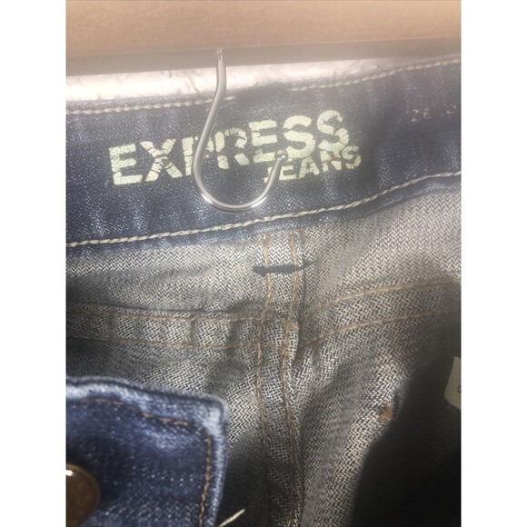 Express Womens Wide Leg High Rise Jeans Size 2R Medium Wash Pleat Front Nautical - Picture 6 of 11